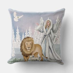 Lion et coussin de Noël de l'agneau