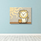 Lion et hibou Nourriture Art Imprimer toile envelo (Insitu (Plancher de Bois))