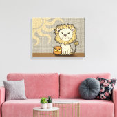 Lion et hibou Nourriture Art Imprimer toile envelo (Insitu(Salon))