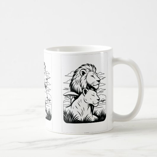Lion et lioness Mug - Coupe de café Lion Protecteu (Droite)