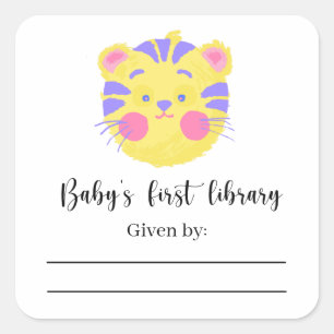 Lion - Étiquette de cadeau pour bébé, livres pour 
