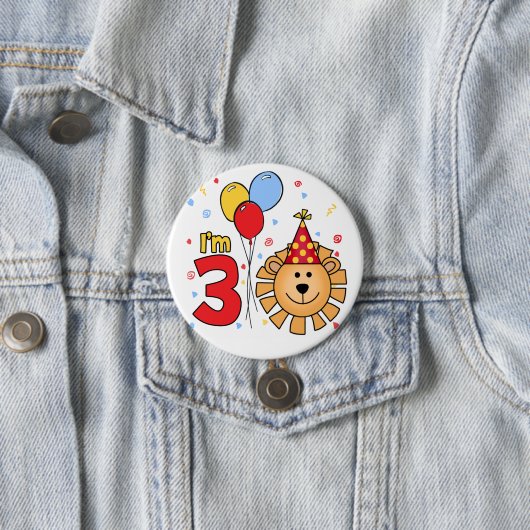 Lion Face 3rd Birthday Button (In situ)