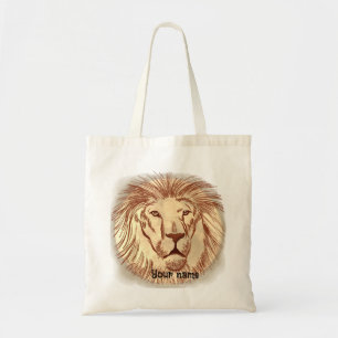 Lion Face aangepaste naam Canvas tas