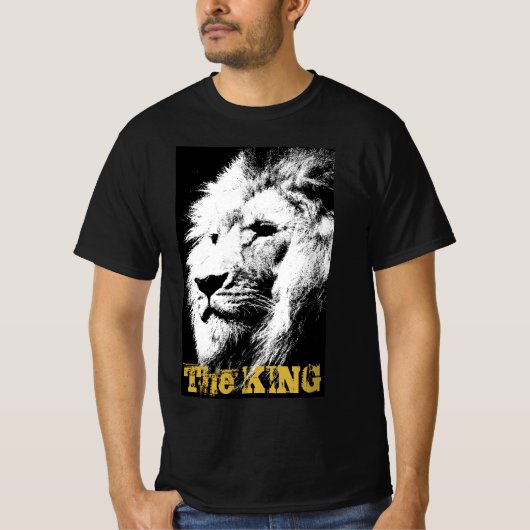 Lion Face Animal Mannen Moderne Sjabloon Black T-shirt (Voorkant)
