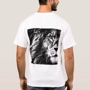Lion Face Back Side Design Pop Art Sjabloon Mannen T-shirt