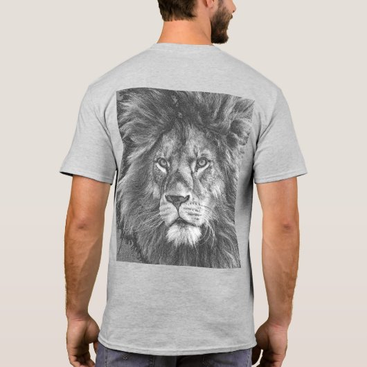 Lion Face Back Side Print Sjabloon Pop Art Mannen T-shirt (Achterkant)