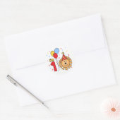 Lion Face First Birthday Classic Round Sticker (Envelop)