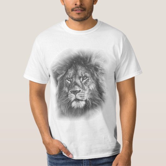 Lion Face Mannen Modern Elegant Sjabloon T-shirt (Voorkant)