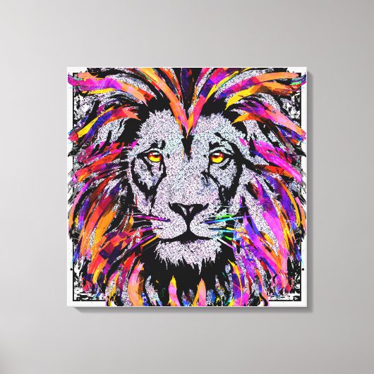 Lion Face Wrapped Canvas - Realistic Lion Drawing (Voorkant)
