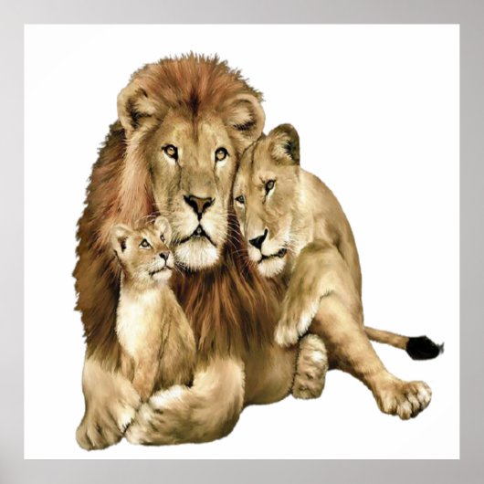  Lion Family Art Wildlife Poster (Voorkant)