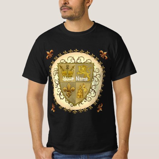 Lion Family Crest Surname T-shirt (Voorkant)