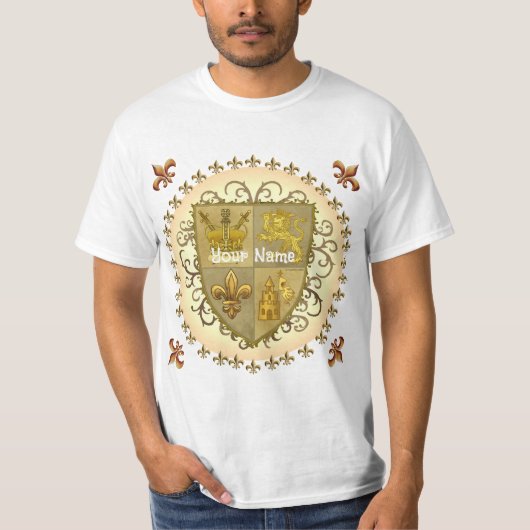 Lion Family Crest Surname T-shirt (Voorkant)