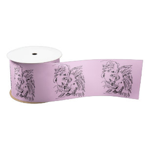 Lion Family Satin Ribbon Koppel je kleuren aan Lint