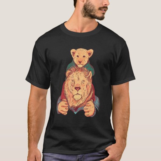 Lion Father Son Zoo Animals T-shirt (Voorkant)