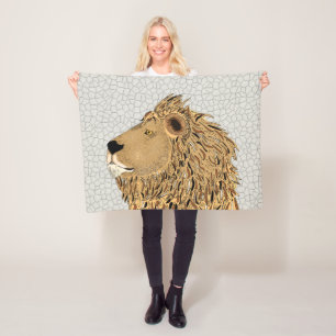 Lion Fleece Blanket Deken