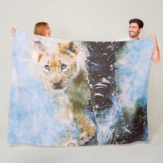 Lion Fleece Blanket Deken (In situ)