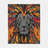 Lion Fleece Blanket | Oranje Donkere leeuwenkop (Voorkant)