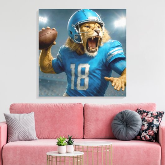 Lion Football Player Canvas Afdruk (Insitu (Woonkamer))