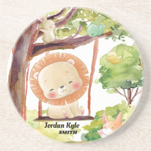 Lion, Fox, Bunny en Birds Blush Natuur slikken Zandsteen Onderzetter
