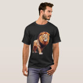 Lion géométrique avec T-shirt Glitch Art (Devant entier)