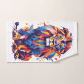 Lion géométrique coloré (Serviette à main)