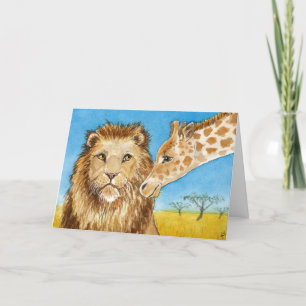 Lion, Girafe, Carte d'anniversaire