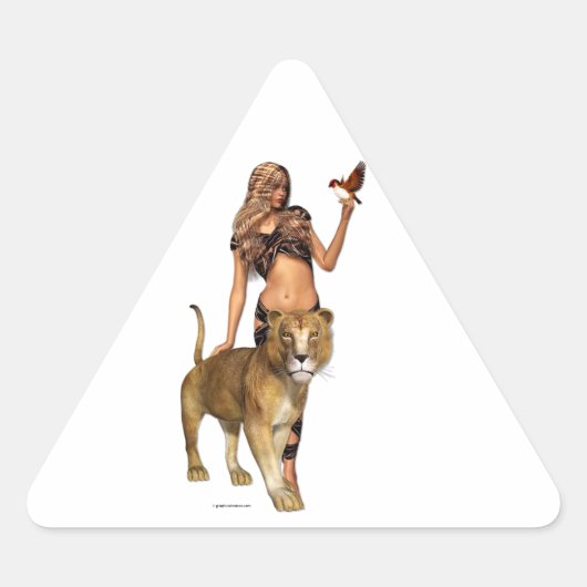 Lion Girl Driehoek Sticker (Voorkant)