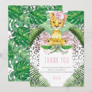 Lion Girl Illustration Safari Birthday I Baptism Bedankkaart
