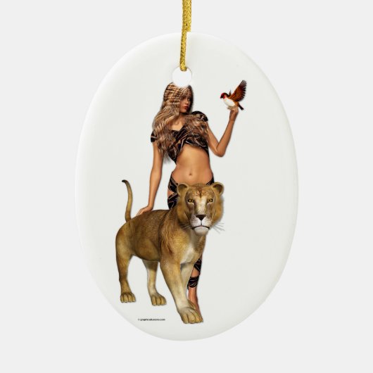 Lion Girl Keramisch Ornament (Voorkant)