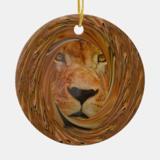 Lion glimlach keramisch ornament (Voorkant)
