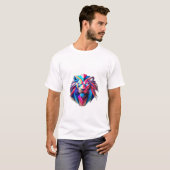 Lion Glitch Géométrique : T-shirt Edgy & Moderne (Devant entier)