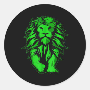 Lion Green Bandana Mental Health Awareness Survivo Ronde Sticker