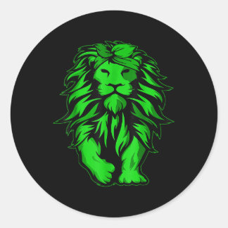 Lion Green Bandana Mental Health Awareness Survivo Ronde Sticker