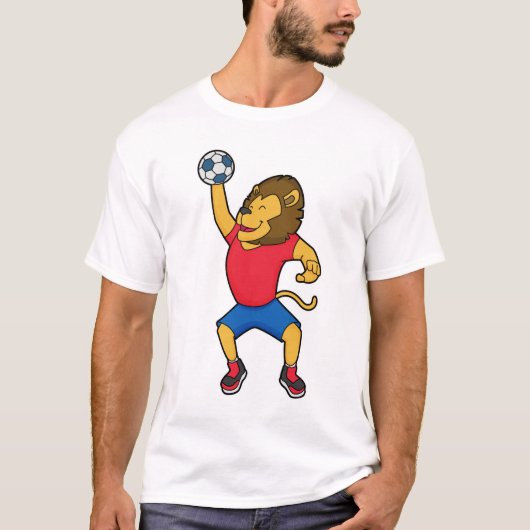 Lion Handball-speler Handball T-shirt (Voorkant)