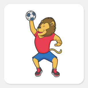Lion Handball-speler Handball Vierkante Sticker