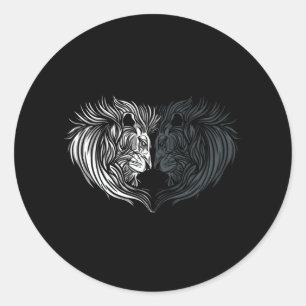 Lion hart ronde sticker