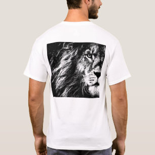 Lion Head Back Side Print Pop Art Sjabloon Mannen T-shirt