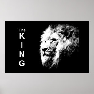 Lion Head Black en White Modern Pop Art Sjabloon Poster
