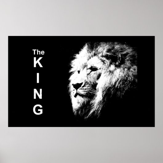 Lion Head Black en White Modern Pop Art Sjabloon Poster (Voorkant)