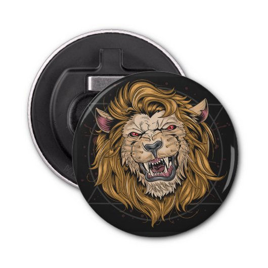 Lion Head Button Flesopener (Voorkant)
