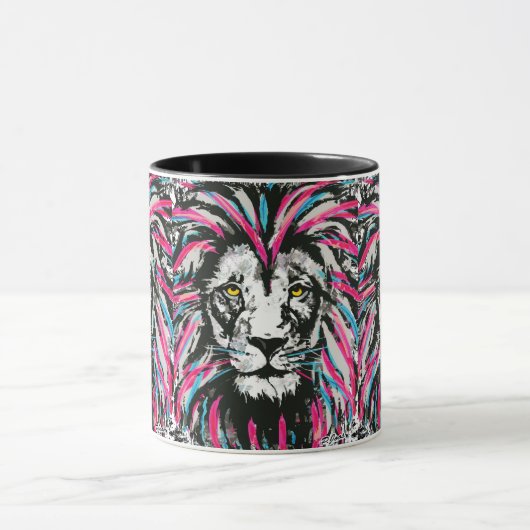Lion Head Coffee Mok | Blauwroze koffiebeker (Midden)
