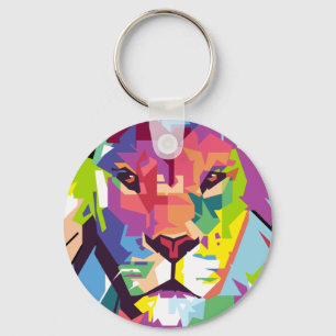 Lion Head   Moderne kunst Sleutelhanger