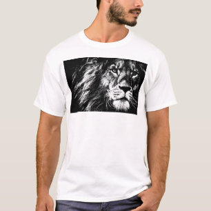 Lion Head Pop Art Sjabloon Elegant Moderne Mannen T-shirt
