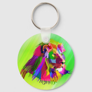 Lion Head Prismatic Pop Art Design-62502 Sleutelhanger