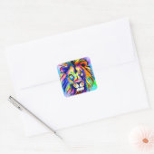 Lion Head Waterverf Vierkante Sticker (Envelop)