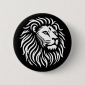Lion Head - Wit op Zwart Ronde Button 5,7 Cm (Voorkant)