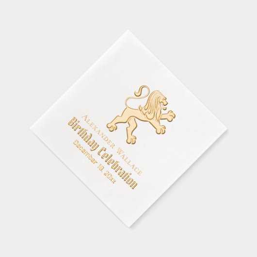 Lion Héraldique Debout Fête d'Anniversaire Nom Dat (Droite)