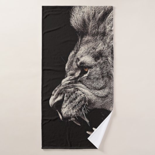 Lion homme en colère (Serviette de bain)