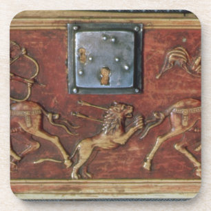 Lion Hunt, plaque uit een Byzantine-kast, 11e ln Drankjes Onderzetter