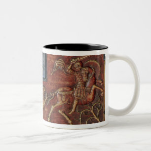 Lion Hunt, plaque uit een Byzantine-kast, 11e ln Tweekleurige Koffiemok